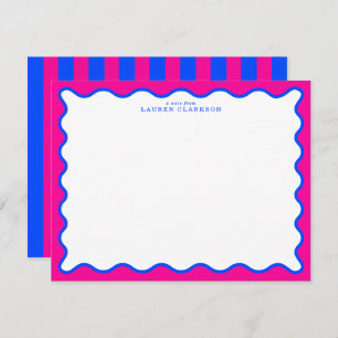 Neon Pink & Electric Blue Wavy Note Card