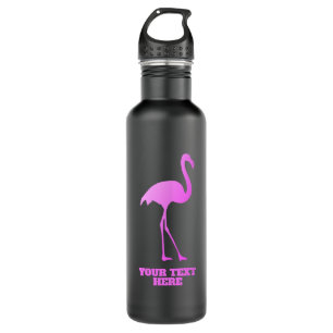 Neon pink flamingo bird silhouette custom 710 ml water bottle