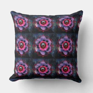 Neon Pink Flowers Throw Pillow