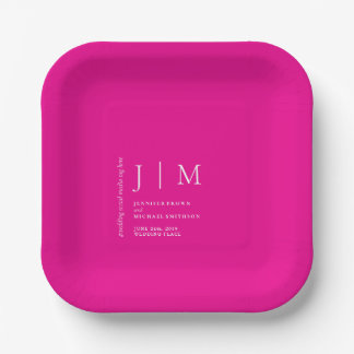 Neon Pink Formal Event Theme Wedding Paper Plate