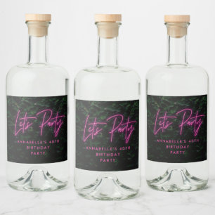 Neon pink funky modern lets party contemporary liquor bottle label