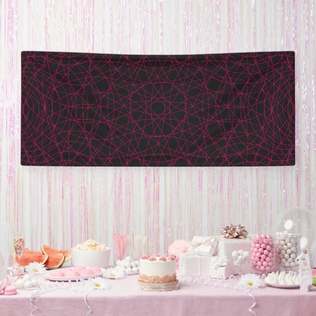 Neon Pink Geometric Mesh Black Banner – Customize (Party)