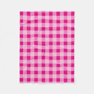 Neon pink gingham pattern fleece picnic blankets