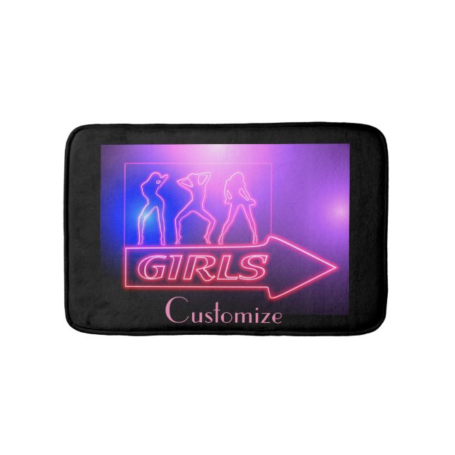 Neon Pink Girls Sign Thunder_Cove Bath Mat (Front)