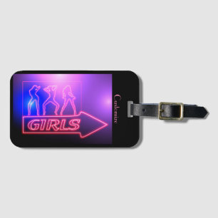 Neon Pink Girls Sign Thunder_Cove Luggage Tag