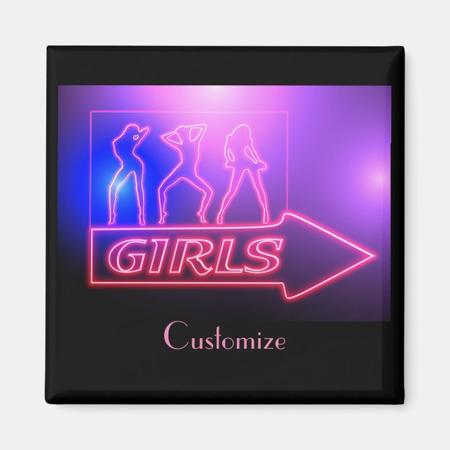 Neon Pink Girls Sign Thunder_Cove Magnet (Front)