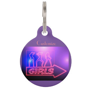 Neon Pink Girls Sign Thunder_Cove Pet Tag