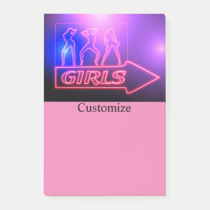 Neon Pink Girls Sign Thunder_Cove  Post-it Notes