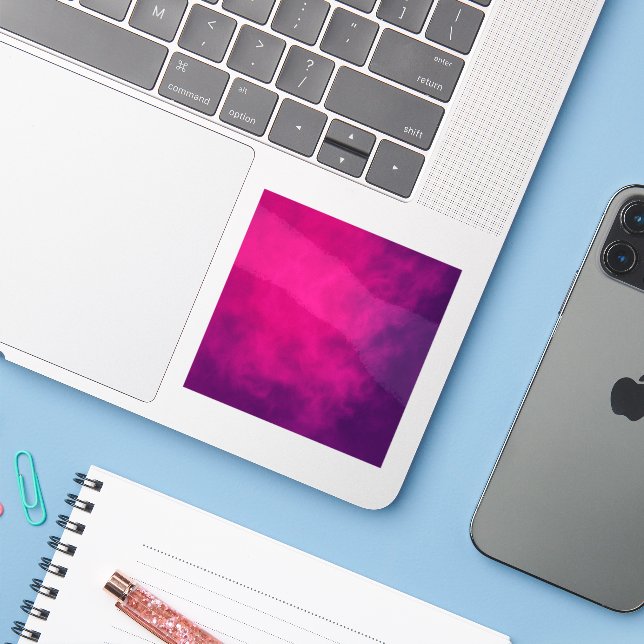 Neon Pink Gradient Vinyl Sticker – Customizable (Laptop w/ iPhone)