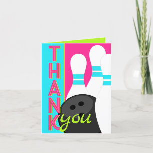 Neon Pink, Green & Blue Bowling Merci Cartes