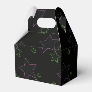 Neon Pink Green Glow Party Stars Candy Favour Box