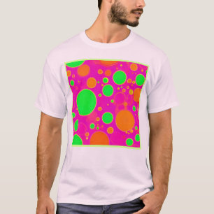 Neon Pink & Green Retro Circle Design T-Shirt