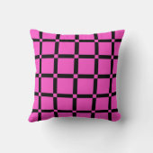 Neon Pink Grid Pattern Throw Pillow (Back)