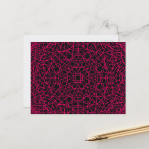 Neon Pink Grid Web Postcard (Black) – Customizable