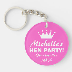 Neon pink hen party keychain for girls night out