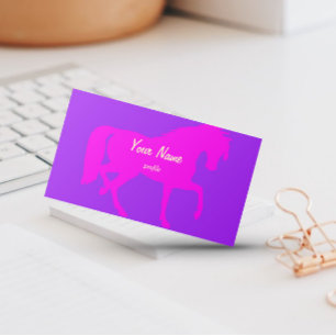 neon pink horse  trotting business card