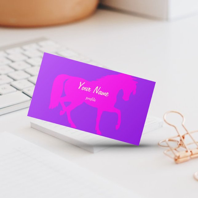 neon pink horse  trotting business card (Creator Uploaded)