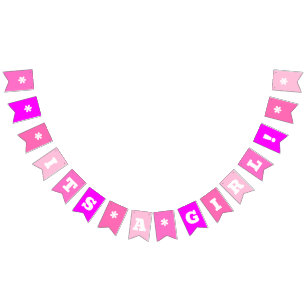 Neon Pink Its a Girl ! Custom Bunting Flags