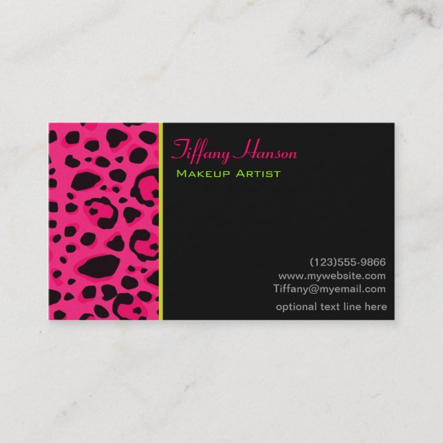 Neon Pink Leopard Cheetah Imprimer Carte de visite (Devant)