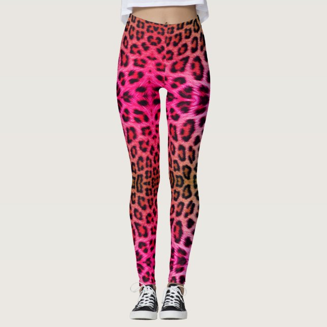 neon pink leopard print leggings (Front)