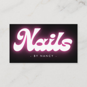 Neon Pink Light Sign Nail Tech Beauty Business Card