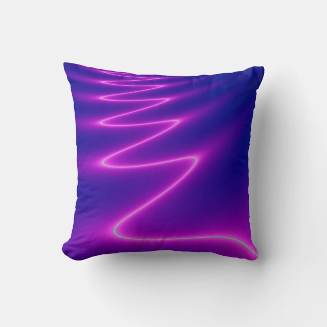 Neon Pink Lightning Throw Pillow (Front)