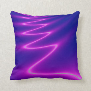 Neon Pink Lightning Throw Pillow