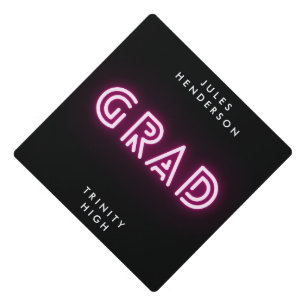 Neon Pink Lights Class of 2024 High School Graduation Cap Topper