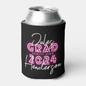 Neon Pink Lights Class of 24 Graduation Party Can Cooler (Can Front)