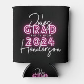 Neon Pink Lights Class of 24 Graduation Party Can Cooler (Front)