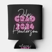 Neon Pink Lights Class of 24 Graduation Party Can Cooler (Back)