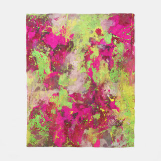 Neon Pink Lime Abstract Splatter Art Blanket