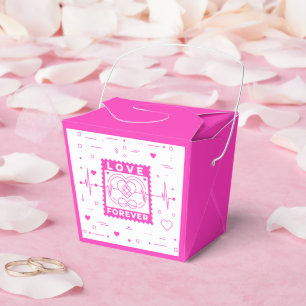 Neon Pink Love Forever Valentine Stamp Favor Box