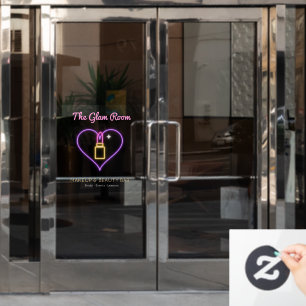 Neon Pink Makeup Beauty Bar Custom Name Window Cli Cling