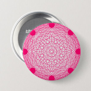 Neon Pink Mandala Button – Custom Flair