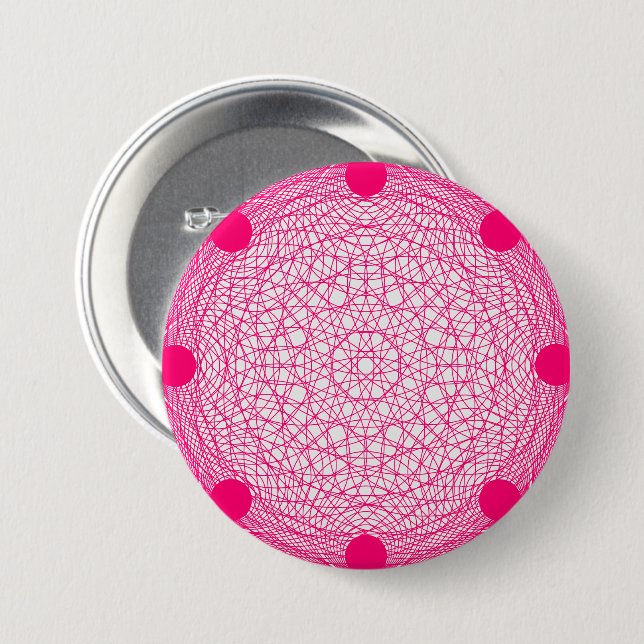 Neon Pink Mandala Button – Custom Flair (Front & Back)