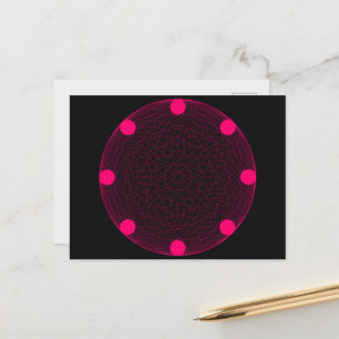 Neon Pink Mandala Postcard (Black) – Customizable