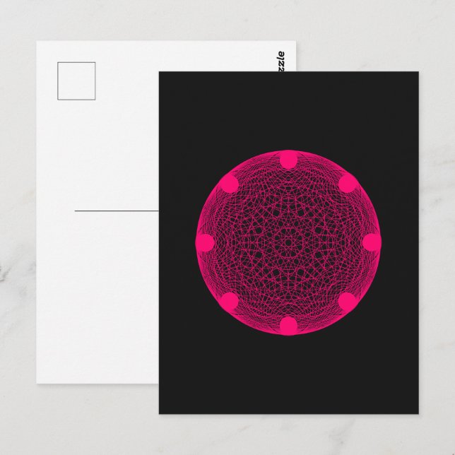 Neon Pink Mandala Postcard – Customizable (Front/Back)