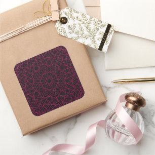 Neon Pink Mandala Square Sticker – Customizable