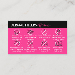 Neon Pink Modern Dermal Fillers Aftercare Business Card