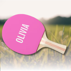 Neon Pink Modern Name   Trendy Minimalist  Ping Pong Paddle