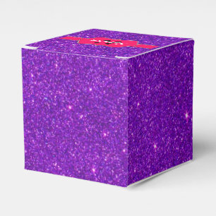 Neon Pink Monogram on Purple Glitter Favor Box