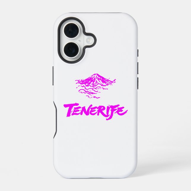 Neon Pink Mount Teide Tenerife Volcano iPhone 16 Case (Back)