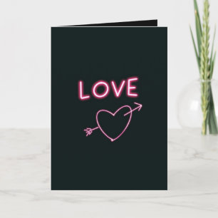 Neon Pink on Black LOVE hearts Custom Text Card