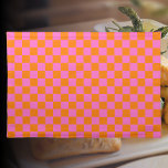 Neon Pink Orange Chequered Chequerboard Vintage Placemat<br><div class="desc">Neon Pink and Orange Chequered Chequerboard | Vintage | Classic | Trendy | Stylish | Fashion | Minimal</div>