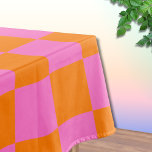 Neon Pink Orange Chequered Chequerboard Vintage Tablecloth<br><div class="desc">Neon Pink and Orange Chequered Chequerboard | Vintage | Classic | Trendy | Stylish | Fashion | Minimal</div>