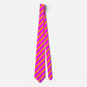 Neon Pink Orange Stripes Patterns Colourful Stylis Tie
