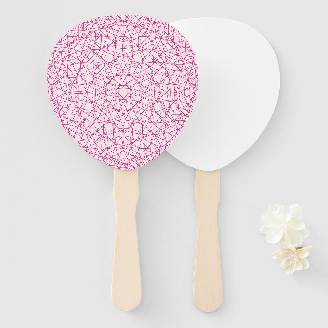 Neon Pink Patterned Leaf Fan Set – Customizable (Front and Back)
