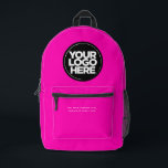 Neon Pink | Personalized Corporate Logo and Text Printed Backpack<br><div class="desc">Neon pink | Personalized Cute Trendy Corporate Logo and Text Modern Business Printed Backpack</div>