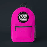 Neon Pink | Personalized Corporate Logo and Text Printed Backpack<br><div class="desc">Neon pink | Personalized Cute Trendy Corporate Logo and Text Modern Business Printed Backpack</div>